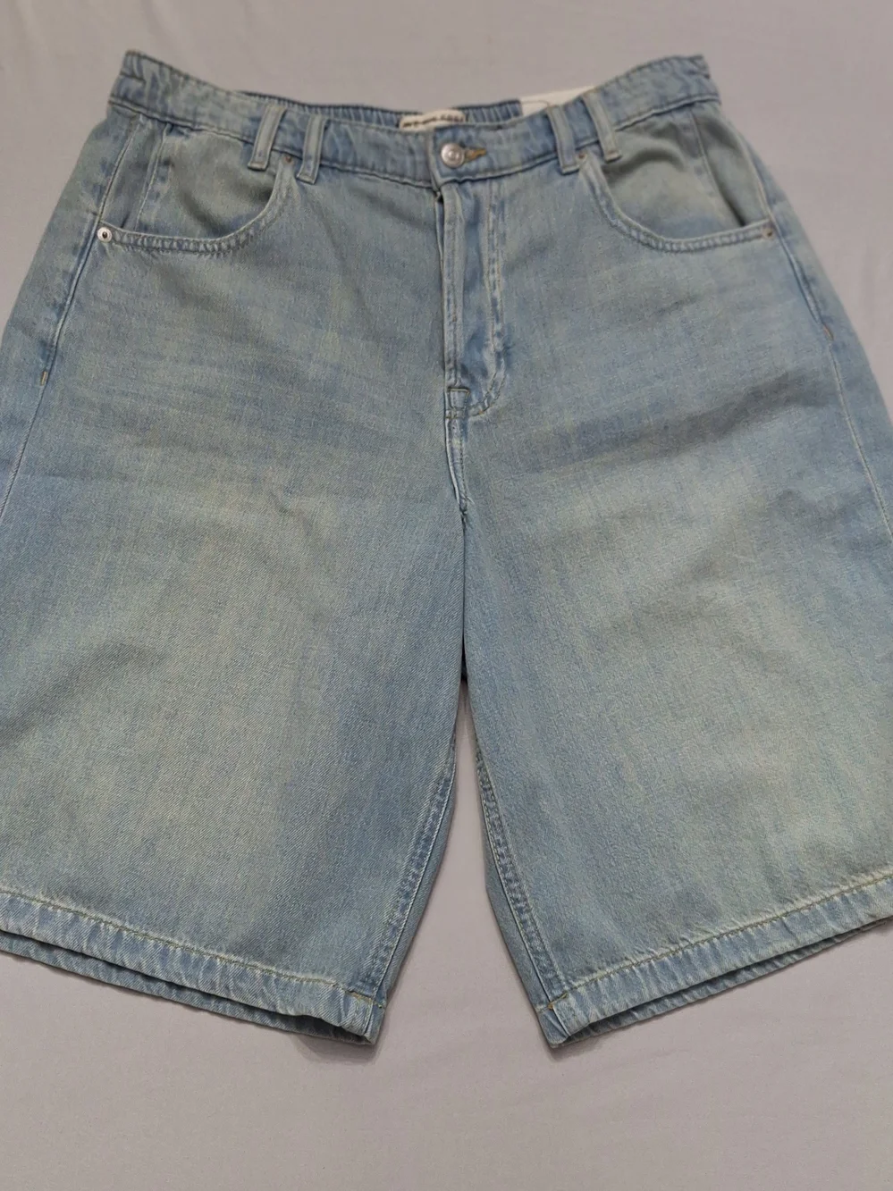 We The Free Curvy Back To Basics Light Blue Long Denim Shorts